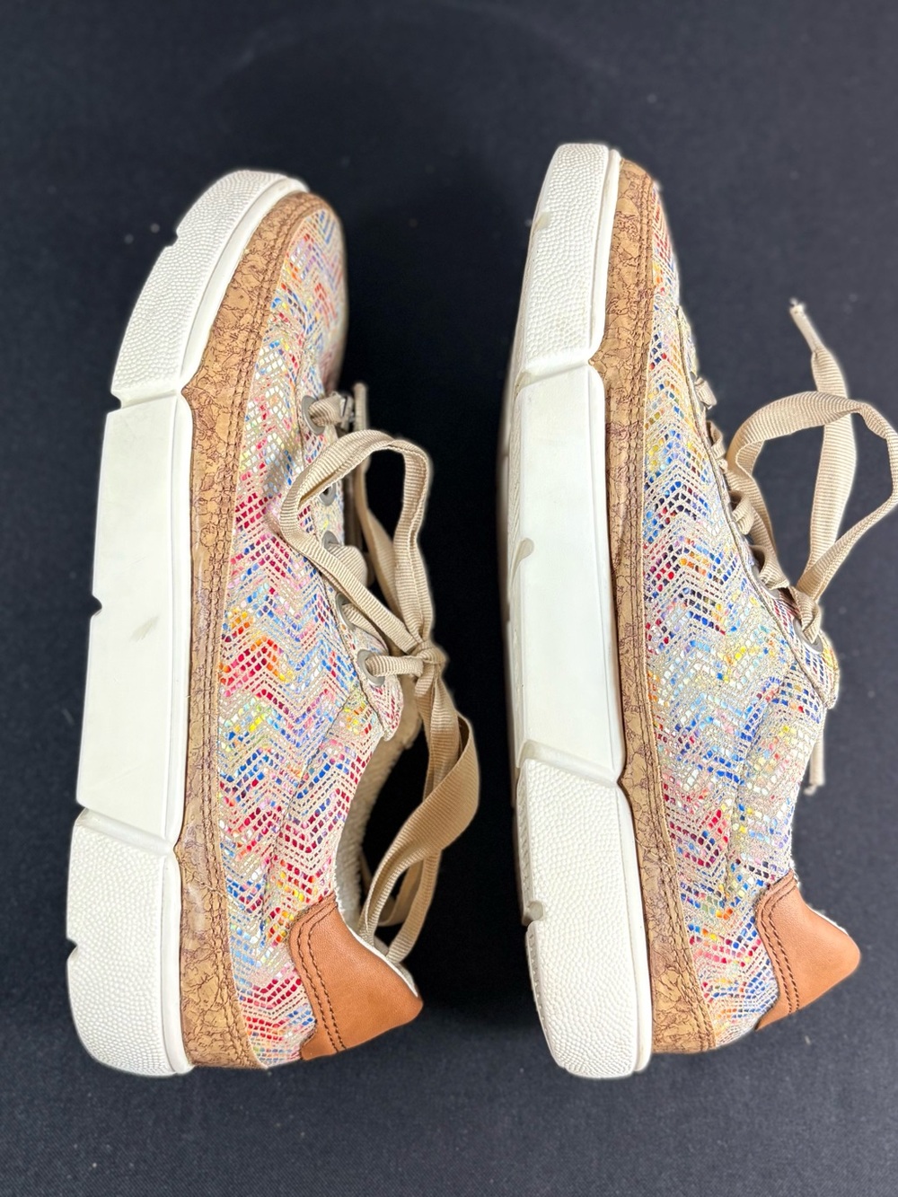 Ara Multi-Color Woven Platform Sneakers with Tan Accents